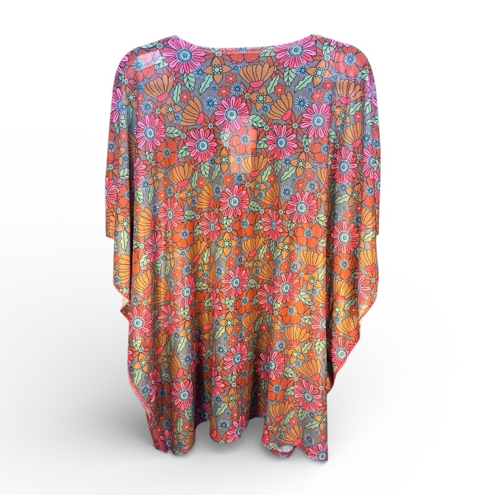 Two Fly Botanicals Kimono Cover Up Floral One Size Tropical 95% Polyester - Picture 2 of 7